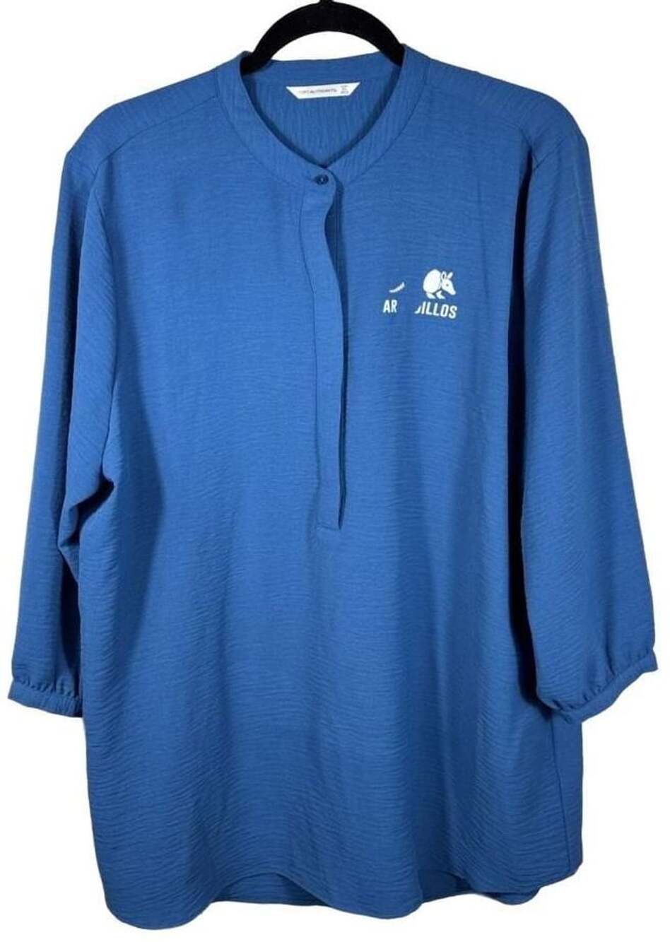 Port Authority 3/4-Sleeve Textured Crepe Tunic Size XL Blue